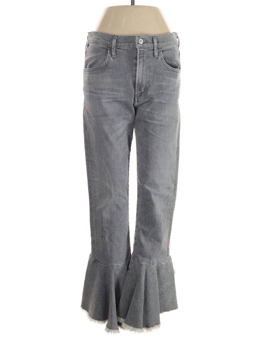 Citizens of Humanity Drew Flounce Jeans 27 Gray Ruffle Hem High Rise - Picture 2 of 4